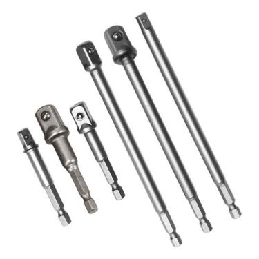Imagem de Kit com 6 Adaptadores para Soquete Parafusadeira Furadeira 1/4 - 3/8 e