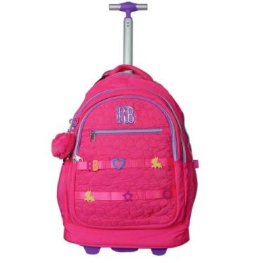 Imagem de Mochila de Rodinhas Escolar Chaveiro PomPom Rebecca BonBon, Rosa