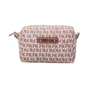 Imagem de Necessaire Feminina Fellipe Krein Fk660 Monograma Premium, Marrom