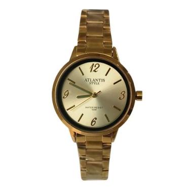Imagem de Relógio Feminino Atlantis Style Dourado Resistente À Água 50m Aço Inox