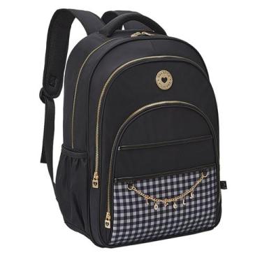 Imagem de Mochila Kika Feminina Costa Grande Escolar Faculdade Teen, Preto