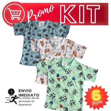 Imagem de kit 6 CAMISETA manga curta Infantil 1 , 2 , 3 anos  menina menino envi