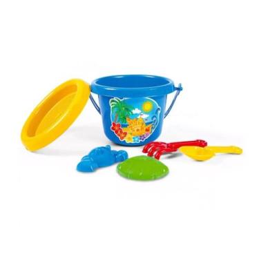 Imagem de Brinquedo Infantil Baldinho Balde  De Praia Com Acessórios Poliplac, A