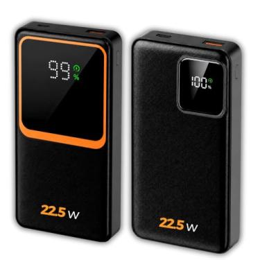 Imagem de Carregador Portátil (Power Bank) 20000Mah Turbo 22.5w Carregamento Ultra Rápido PD Visor Led com 2 Saídas Compatível com Android e IOS (Preto)