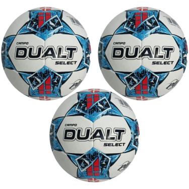 Imagem de Kit Bola de Futebol de Campo Select Pro Costurada à Mão com 32 Gomos Branco e Azul Dualt
