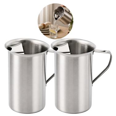 Imagem de Jarra D1927 para Suco e Água com Aparador de Gelo em Aço Inox Escovado Kit com 2 Unidades 1,5L Inox Dolce Home