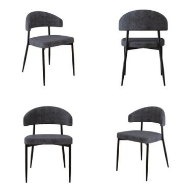 Imagem de Cadeira Bless Fixa com 4 Pés 55 x 52,5 x 77,5 cm com 4 Unidades Preto/