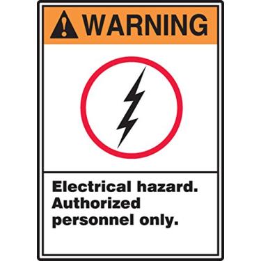 Imagem de Accuform MRLC304VP Sinal de advertência perigo elétrico SOMENTE Pessoal Autorizado", 35,5 cm de comprimento x 25,4 cm de largura x 0,1 cm de espessura, plástico, 35,5 cm x 25,4 cm, vermelho/laranja/preto sobre branco