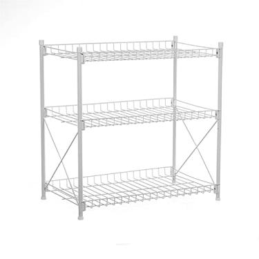 Imagem de Carrinho de cozinha, carrinho de armazenamento fino, organizador de estante móvel para armazenamento deslizante, suporte de carrinho utilitário para cozinha, banheiro, prateleiras de vegetais de 3/4 camadas para cozinhas (cor: branco 3 andares)