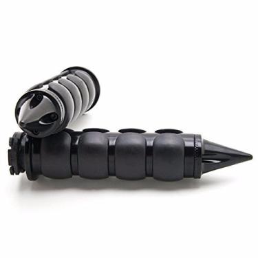Imagem de HTTMT TRHB114A-1"-BK Spike Black Comfort Rubber guidão de motocicleta (2,5 cm) personalizado preto taruga compatível com Cruisers/Choppers/Harley Davidson