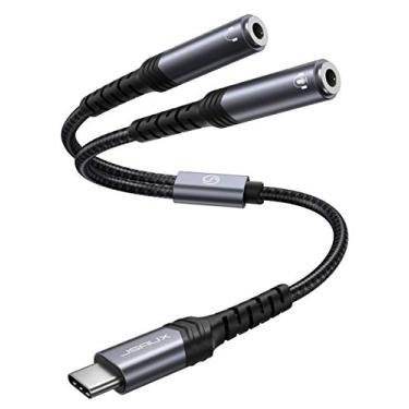 Imagem de JSAUX USB C para divisor de fone de ouvido fêmea duplo de 3,5 mm, adaptador de fone de ouvido fêmea tipo C para conector Y de 3,5 mm compatível com iPhone 16 Pro Max/15 Pro Max, Galaxy S24/23 Ultra,