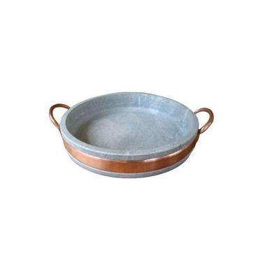 Imagem de Assadeira de Pedra Sabão com Alça de Cobre  25,0 Cm