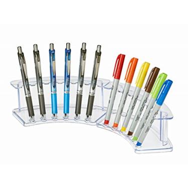 Imagem de AdirOffice suporte vertical com 6 compartimentos para exibição – suporte de acrílico durável para canetas e lápis – organizador para uso em casa e loja, Clear