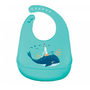 Imagem de Babador De Silicone Bichos Verde Baleia Kababy