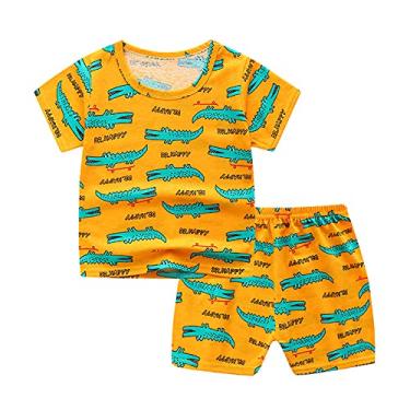 Imagem de Camisetas infantis de manga curta regatas diariamente 2 peças roupas prematuros para meninos (amarelo, 18-24 meses)