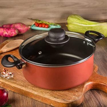 Imagem de Panela Caçarola Antiaderente nº18 com Tampa de Vidro Temperada (Cereja/Preta)