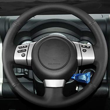 Imagem de JEZOE Capa de volante de carro personalizada costurada à mão de couro, para Toyota FJ Cruiser 2006-2020 acessórios interiores automotivos