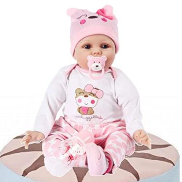 Imagem de Boneca Reborn Baby Girl – Bonecas de silicone de 55 cm, boneca bebê