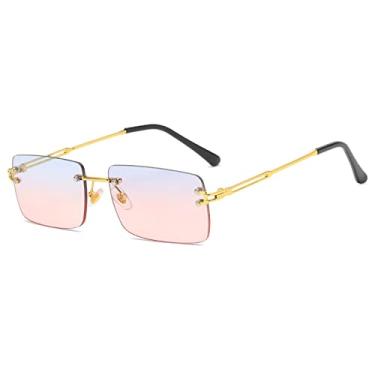 Imagem de Óculos de Sol Clássico Sem Aro Masculino Vintage Retangular Óculos de Sol Feminino UV400 Gradiente Óculos Óculos, 2,A