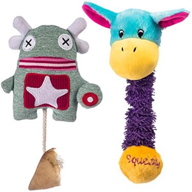 Imagem de Brinquedo pelúcias Pet com apito e mordedor casco bovino HG