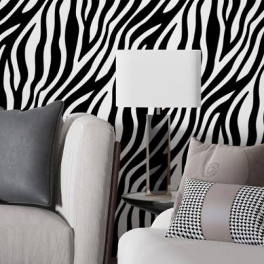 Imagem de Papel De Parede Vinílico Zebra Animal Print Sala Quarto 3.5M - Deliqua