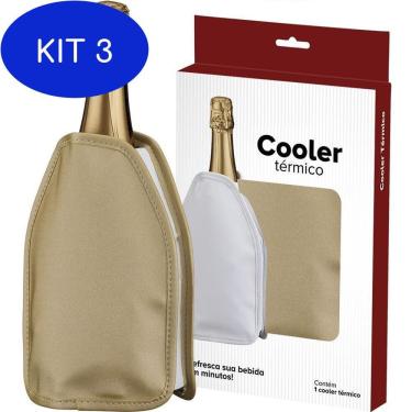 Imagem de Kit 3 Cooler Térmico Bolsa Térmica Vinho Espumante Dourado