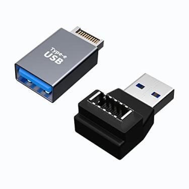 Imagem de rgzhihuifz Adaptador de extensão USB 3.0 tipo A para tipo E, porta macho tipo E chave A para porta USB A fêmea e cabo adaptador interno tipo E fêmea/USB A macho