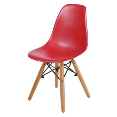 Imagem de Cadeira Infantil Eames Polipropileno Vermelho Com Base Madeira - 40605