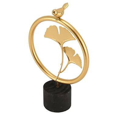 Imagem de Ornamentos de Folhas de Ginkgo de Metal Modernas Estátuas de Folhas de Ginkgo Folhas de Ginkgo Douradas Decoração de Metal para Sala de Estar Quarto Escritório