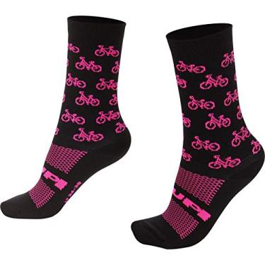Imagem de Meia HUPI Bike Rosa - LT para pés menores 34-38, Cor: PRETO/ROSA