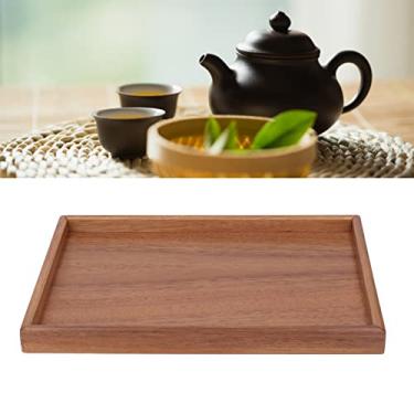 Imagem de Bandeja de chá de Madeira, Bandeja de chá de Mesa Multifuncional Decorativa Retangular de Bambu Bandeja de Mesa Bandeja de café Recipiente de Armazenamento para café chá Frutas (M)