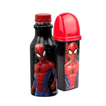 Imagem de Kit Escolar Garrafa de Água Infantil 500 ML e Porta Escova de Dente Infantil Plasutil COR:Homem Aranha