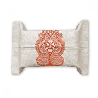 Imagem de Bolsa de linho de algodão para lenços faciais com cabeça de ópera chinesa de arte cortada em papel vermelho