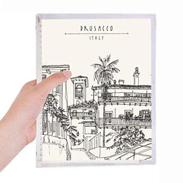 Imagem de Caderno de anotações de paisagem urbana com folhas soltas e diário de papelaria recarregável