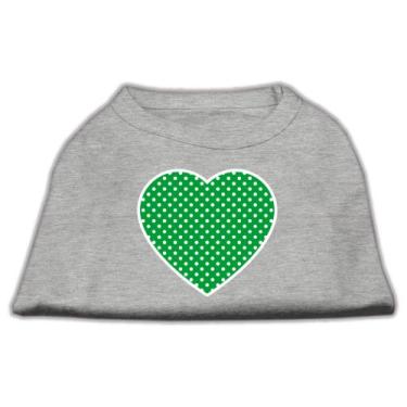 Imagem de Mirage Pet Products Camisa com estampa de coração de pontos suíços verde, média, cinza