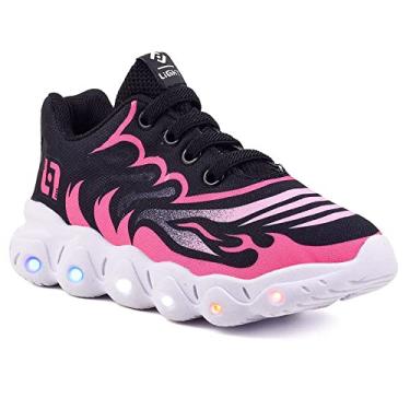 Imagem de Tenis Infantil De Led Elastico Calce Facil Feminino LIGHT Cor:Rosa;Tamanho:23