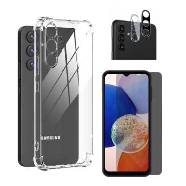 Imagem de Capa Capinha Anti Impacto + Película Privacidade 3D + Película de Câmera Compatível Com Samsung Galaxy A14 - (Hard Glass Store)