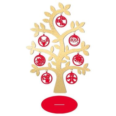 Imagem de Árvore Dourada Com Bolinhas De Natal 28cmx40cm - Cria Arte Laser Dourado