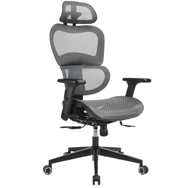 Imagem de Cadeira Escritório Ergonomica DT3 Alera+, em Mesh Vidartex™, apoio de cabeça 2D, braços 3D, apoio lombar AWS+ajuste na altura do encosto, suporta até 120kg e altura máx. de 1,90cm(Grey)