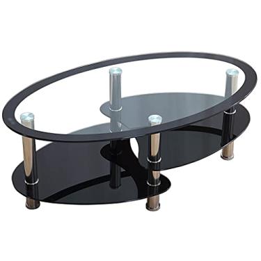 Imagem de Mesa lateral mesa de centro moderna oval mesa de chá casa sala de estar quarto mesa lateral de chá de aço inoxidável conjunto de chá conjunto de chá mesa de armazenamento mesa de centro para sala de estar