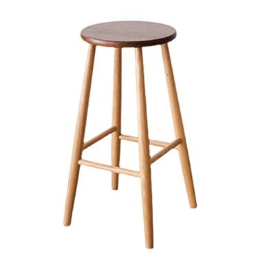 Imagem de Bancos de bar cadeira de bar moderno banco alto de madeira decoração de casa banqueta de madeira restaurante café cadeiras de bar redondas cadeiras de bar (tamanho: D)