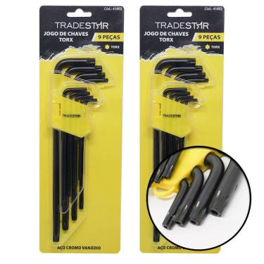 Imagem de Kit C/ 2 Jogos De Chaves Torx Hexalobular T10 A T50 C/ 18 Pç