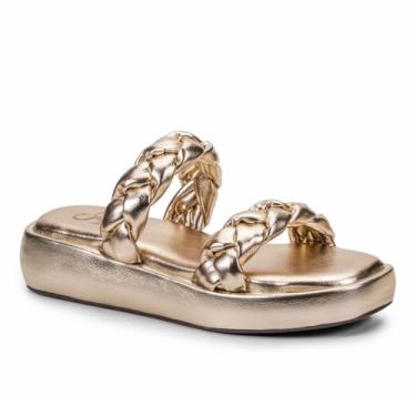Imagem de Papete Feminina Tranças Dourada Sandália Palmilha Espumada Cor:Dourada;Tamanho:40;Genero:Feminino