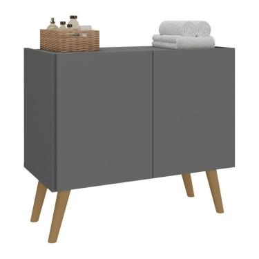 Imagem de Gabinete Armário De Banheiro 62,5cm Retrô 2 Portas Multimóveis Mp5045 Grafite/natural Grafite/natural