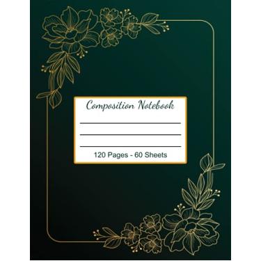 Imagem de Caderno de composição: diário de caderno de papel pautado largo, livro de composição para escrever nota, caderno de exercícios em branco com forro largo para todas as idades, material escolar doméstico para estudantes universitários, tamanho grande, 120 páginas