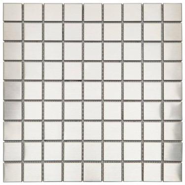 Imagem de Pastilha de Aço Inox Metal Glass Mosaic Prata Escovado