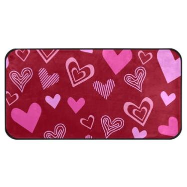 Imagem de GuoChe Tapete de banheiro corredor coração romântico rosa dia dos namorados tapetes antiderrapantes tapete de lavanderia para lavanderia banheiro banheiro banheiro 99x20 polegadas
