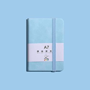 Imagem de BYBYCD Caderno portátil com bolso, bloco de notas, agenda, caderno de esboços, organizador de agenda, memorandos A6/A7, 96 folhas (A7, azul claro)