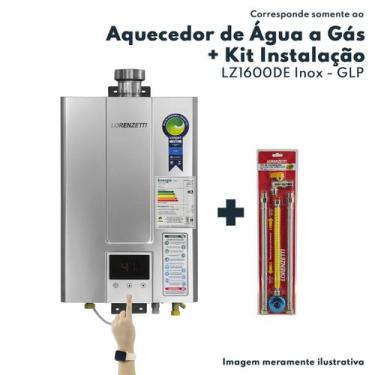Imagem de Kit Aquecedor De Água A Gás Lz 1600De-I Glp +Kit Instalação De Aqueced