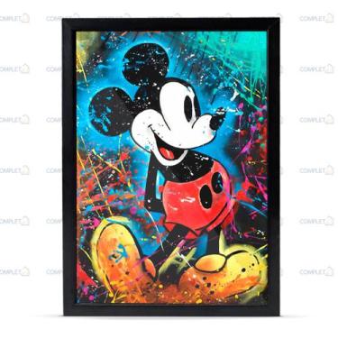 Imagem de Quadro Mickey Grafite Colorido Moldura E Vidro - Complet Casa